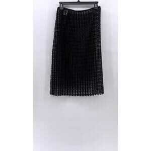 BCBGMAXAZRIA Women's Black Mesh Side-Tie Midi Swim Cover-Up Skirt SZ OS